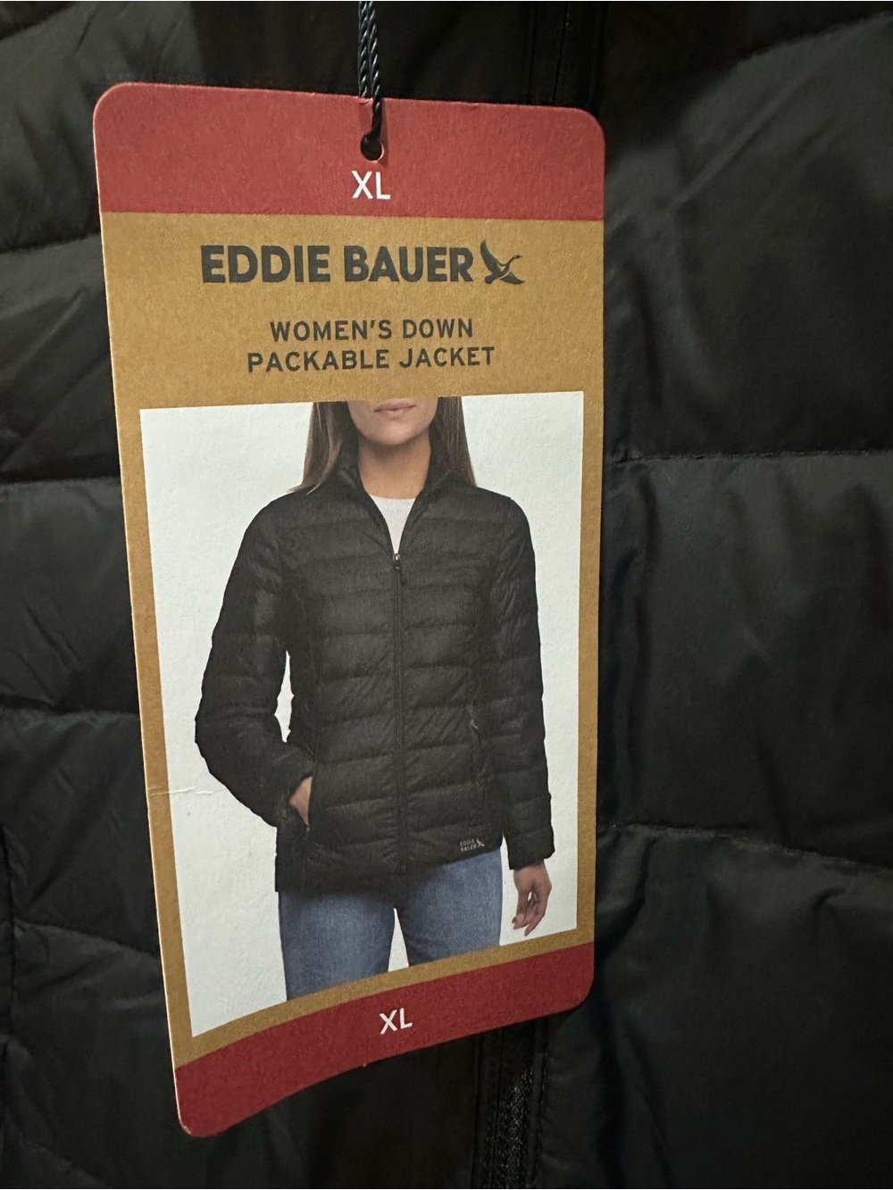 Eddie Bauer Black 650 Down Quilted Lightweight Packable Puffer Jacket Women's XL - Picture 7 of 9